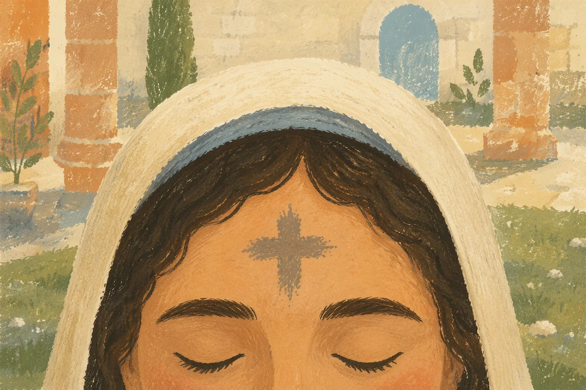 Ash Wednesday Forehead Cross Close-Up