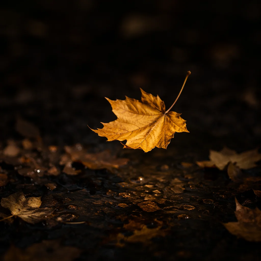 Golden Autumn Leaf in Quiet Light