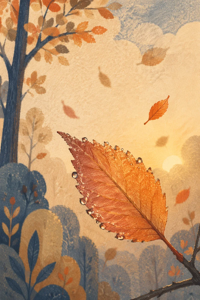 Autumn Leaves Falling in Golden Morning Light