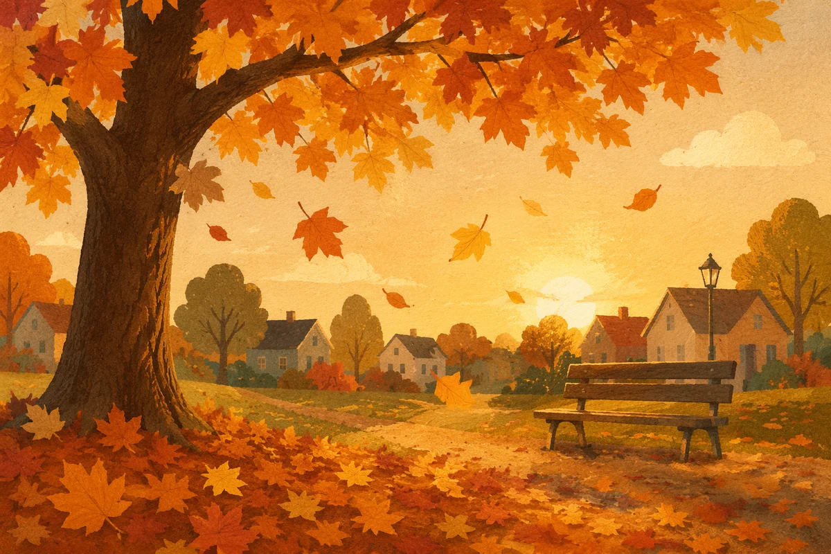 Golden Autumn Leaves in Gentle Sunlight
