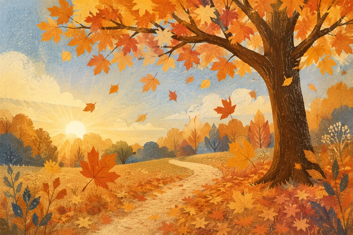 Golden Autumn Leaves in Quiet Meadow