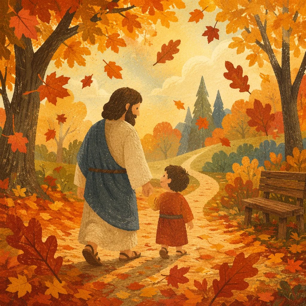 Golden Autumn Leaves in Quiet Park