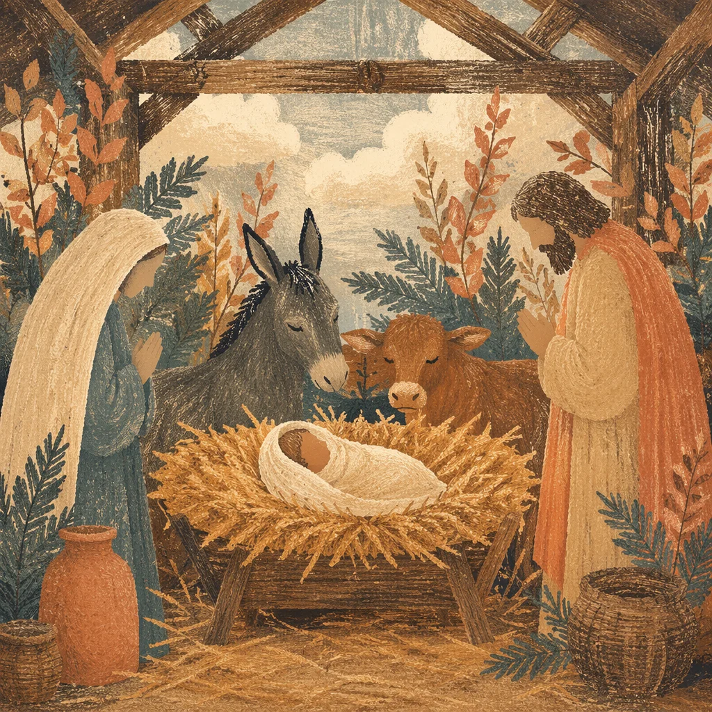 Rustic Nativity Manger with Baby Jesus