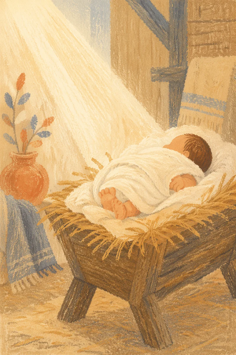 Baby Jesus Resting in Golden Straw