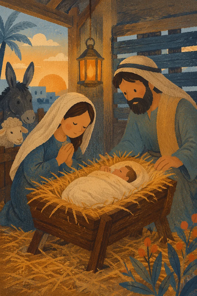 Baby Jesus Resting in Straw Manger