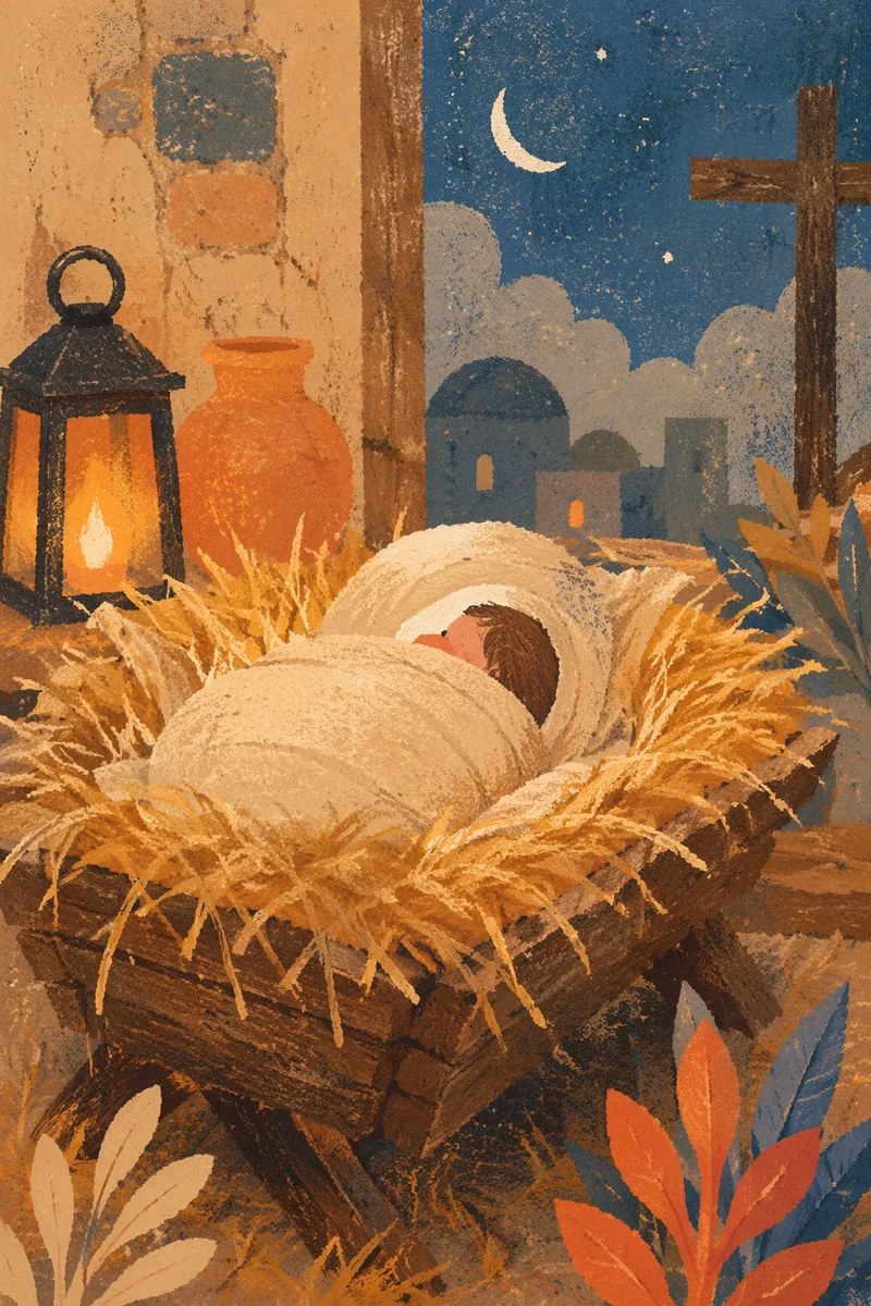 Baby Jesus in Straw Manger Nativity