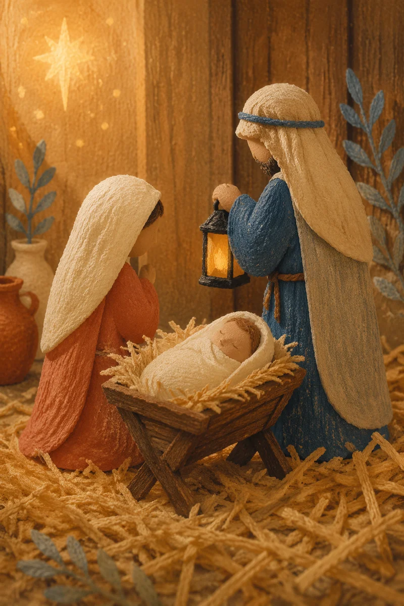 Baby Jesus in Straw-Filled Manger
