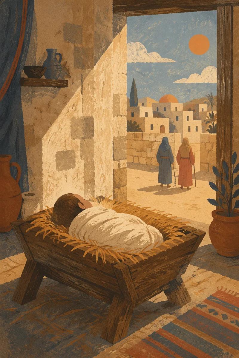 Baby Jesus Resting in Straw Manger