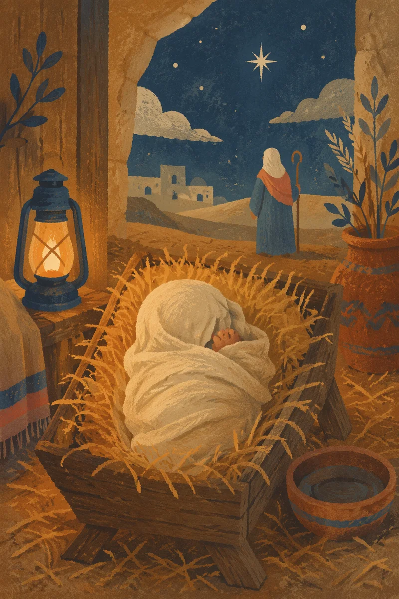 Tender Baby Jesus in Straw Manger