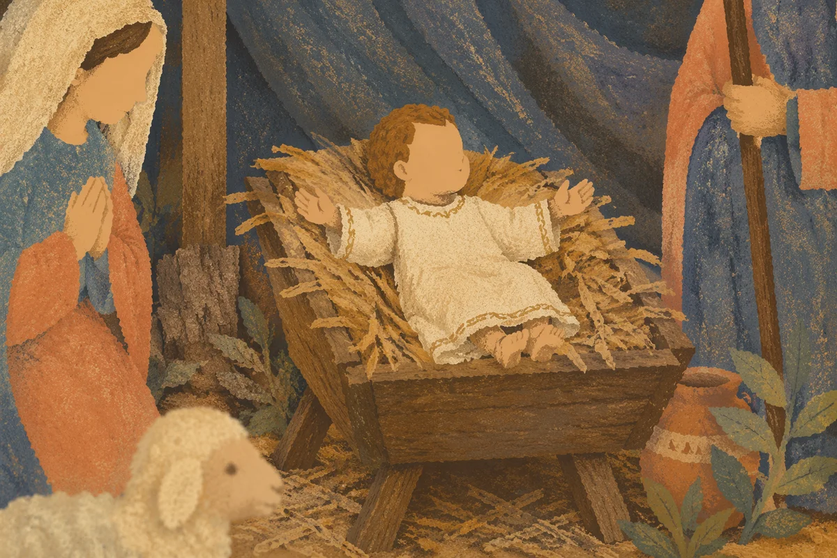 Baby Jesus in Straw Manger Nativity