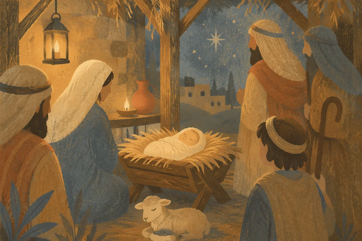 Baby Jesus Resting in Straw Manger
