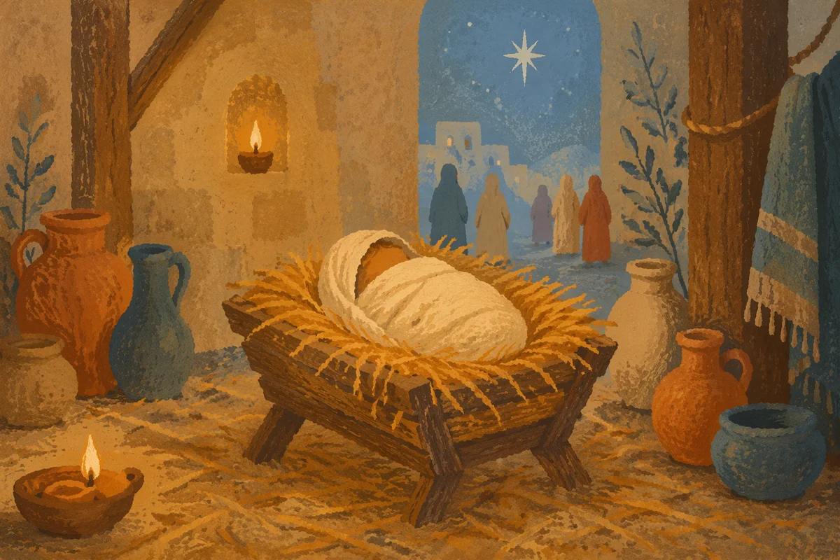 Baby Jesus in Straw-Filled Manger