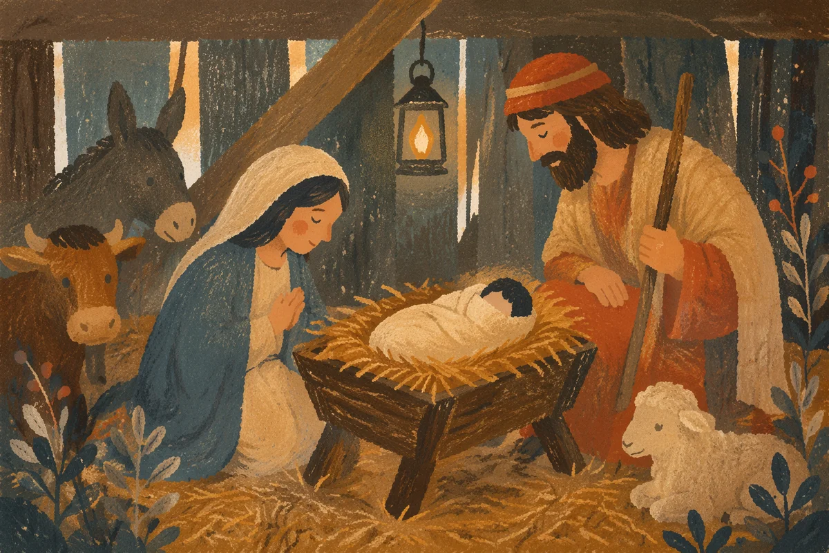Pre-Dawn Nativity Manger with Baby Jesus