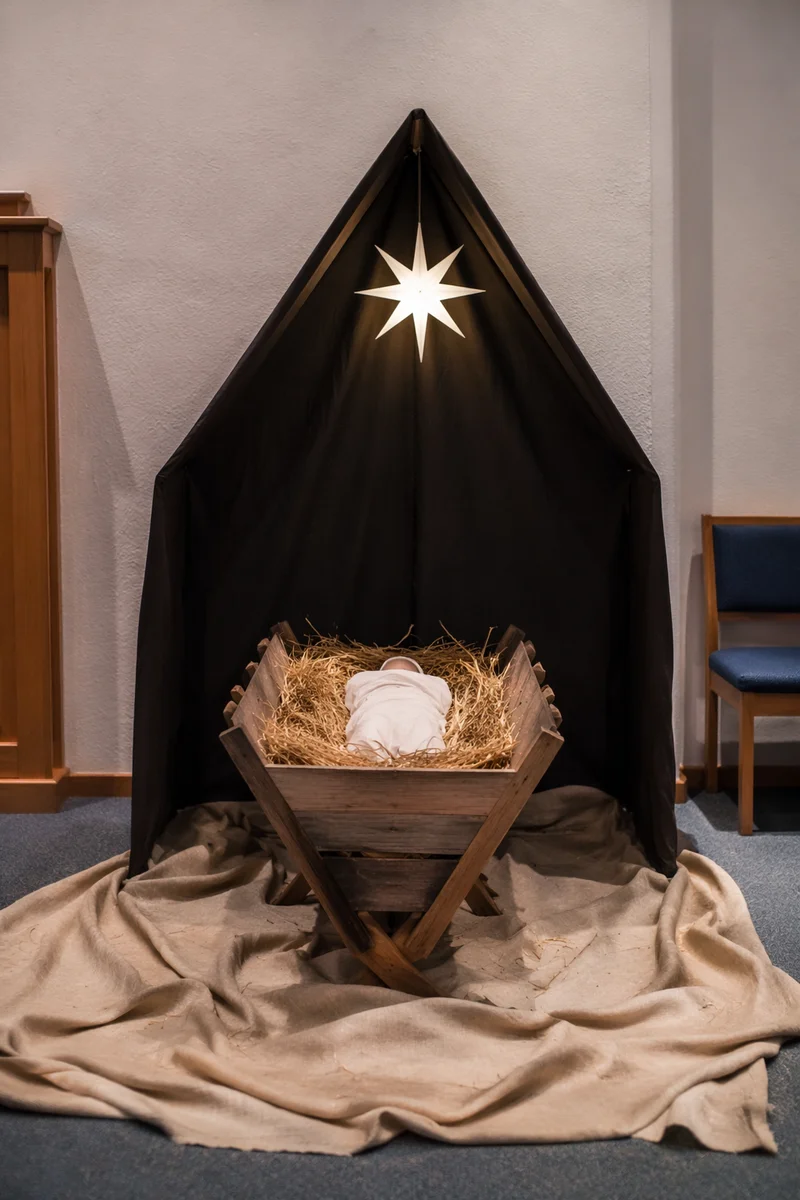 Baby Jesus Manger in Church Fellowship Room