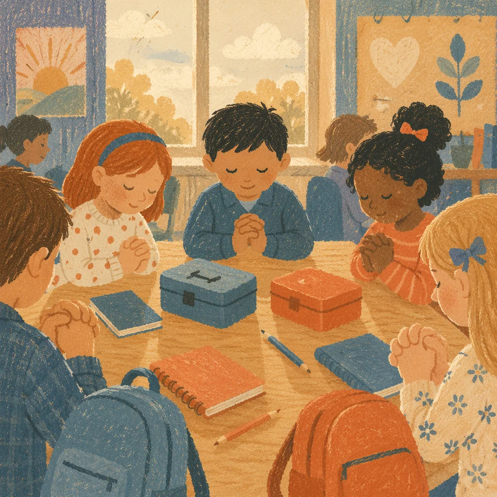 Children Praying Before the First School Day