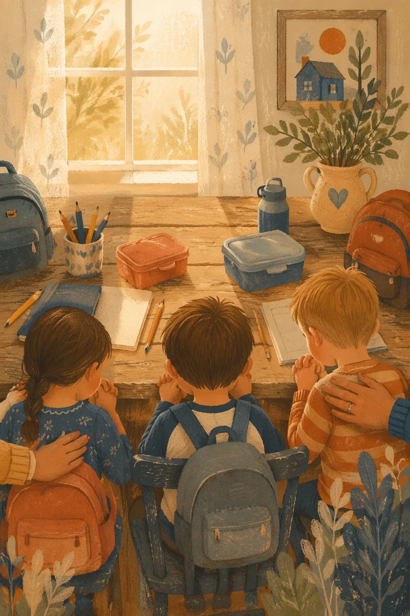Back to School Prayer Around Kitchen Table