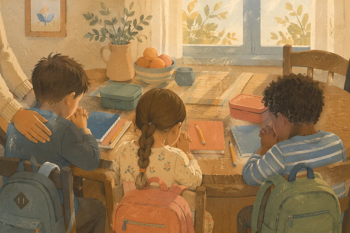 Back to School Prayer Around Kitchen Table