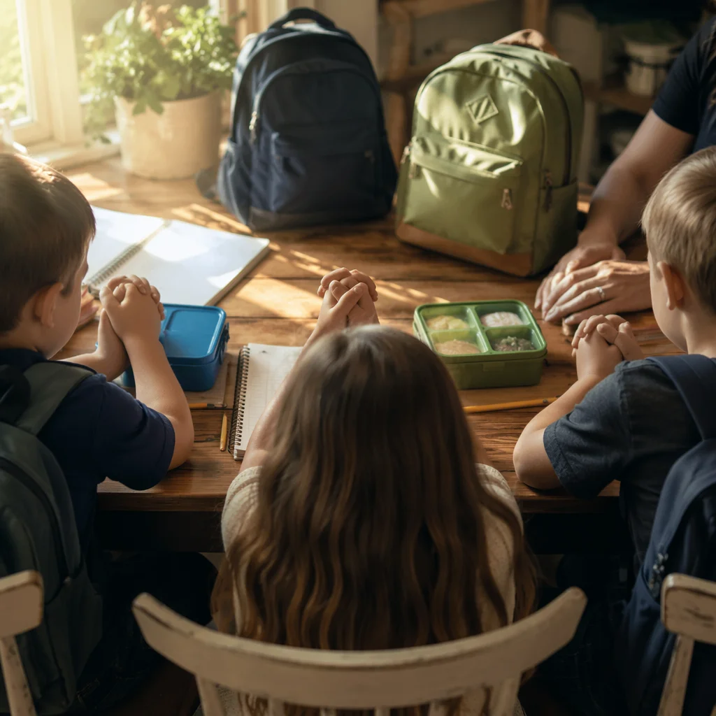 Back to School Prayer Around Kitchen Table