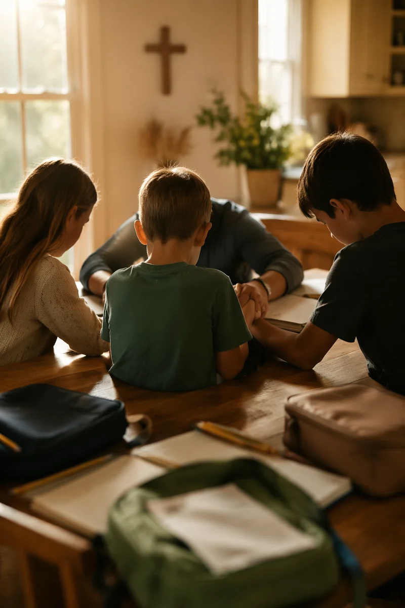 Back to School Prayer Around Kitchen Table