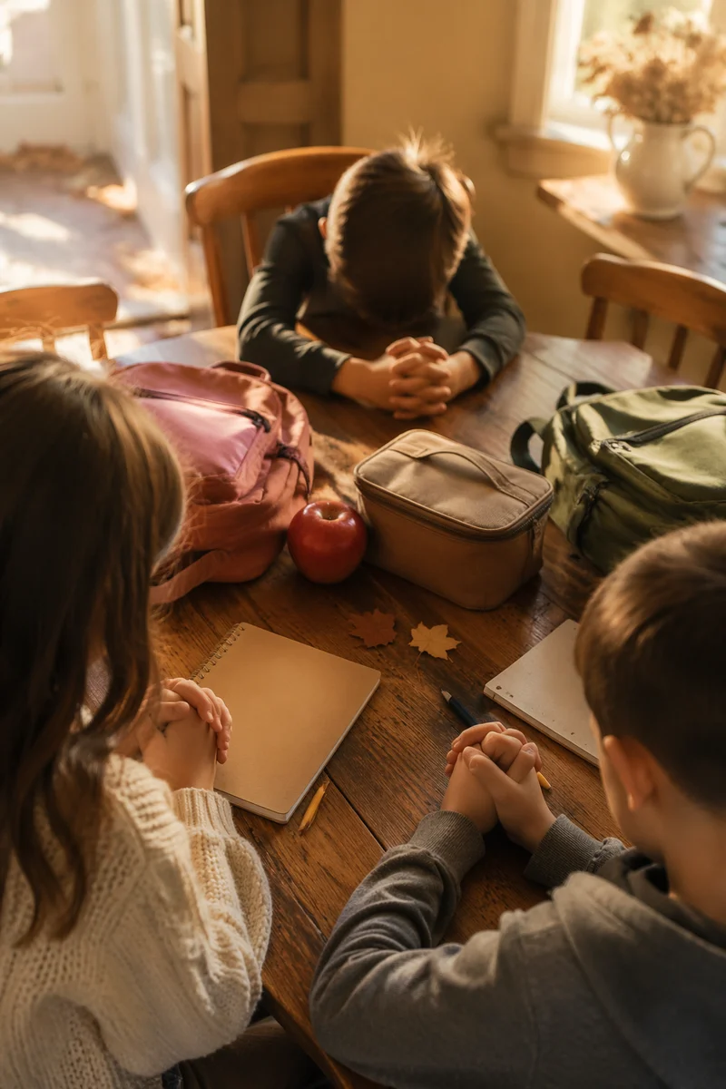 Children Praying Before the School Day
