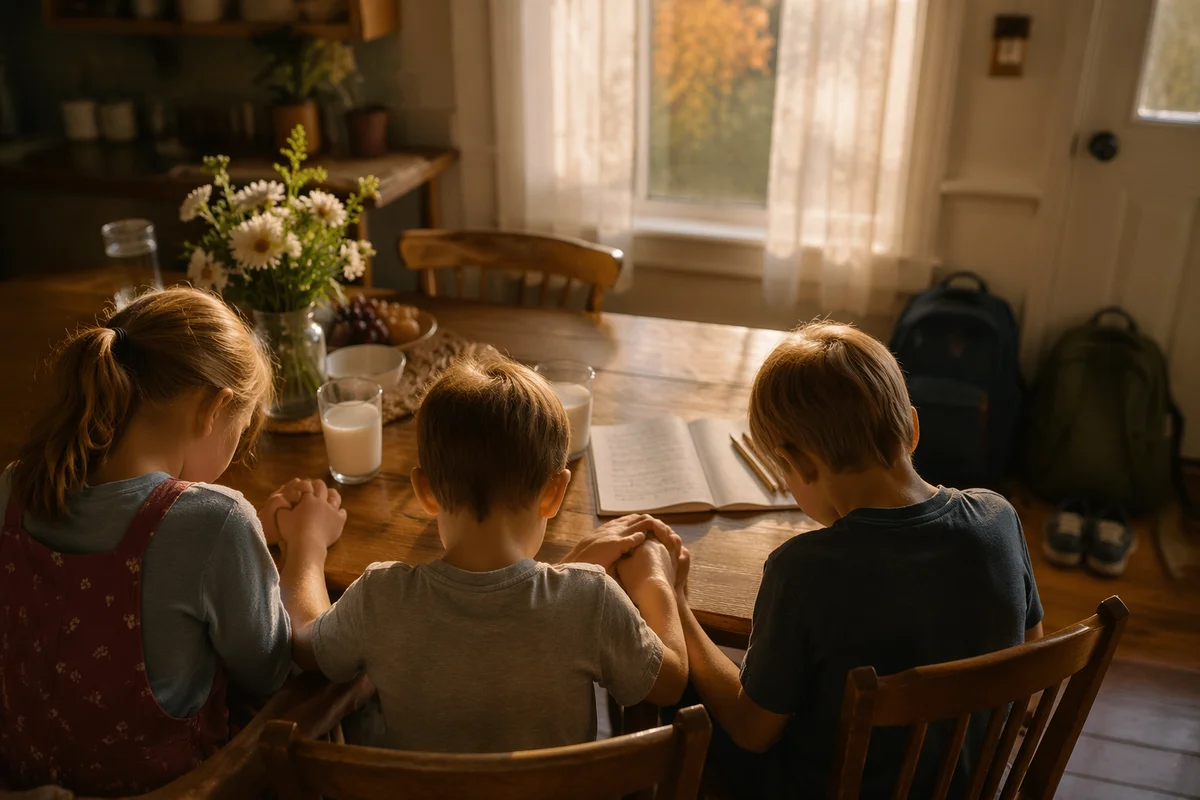 Back to School Prayer Around Breakfast Table
