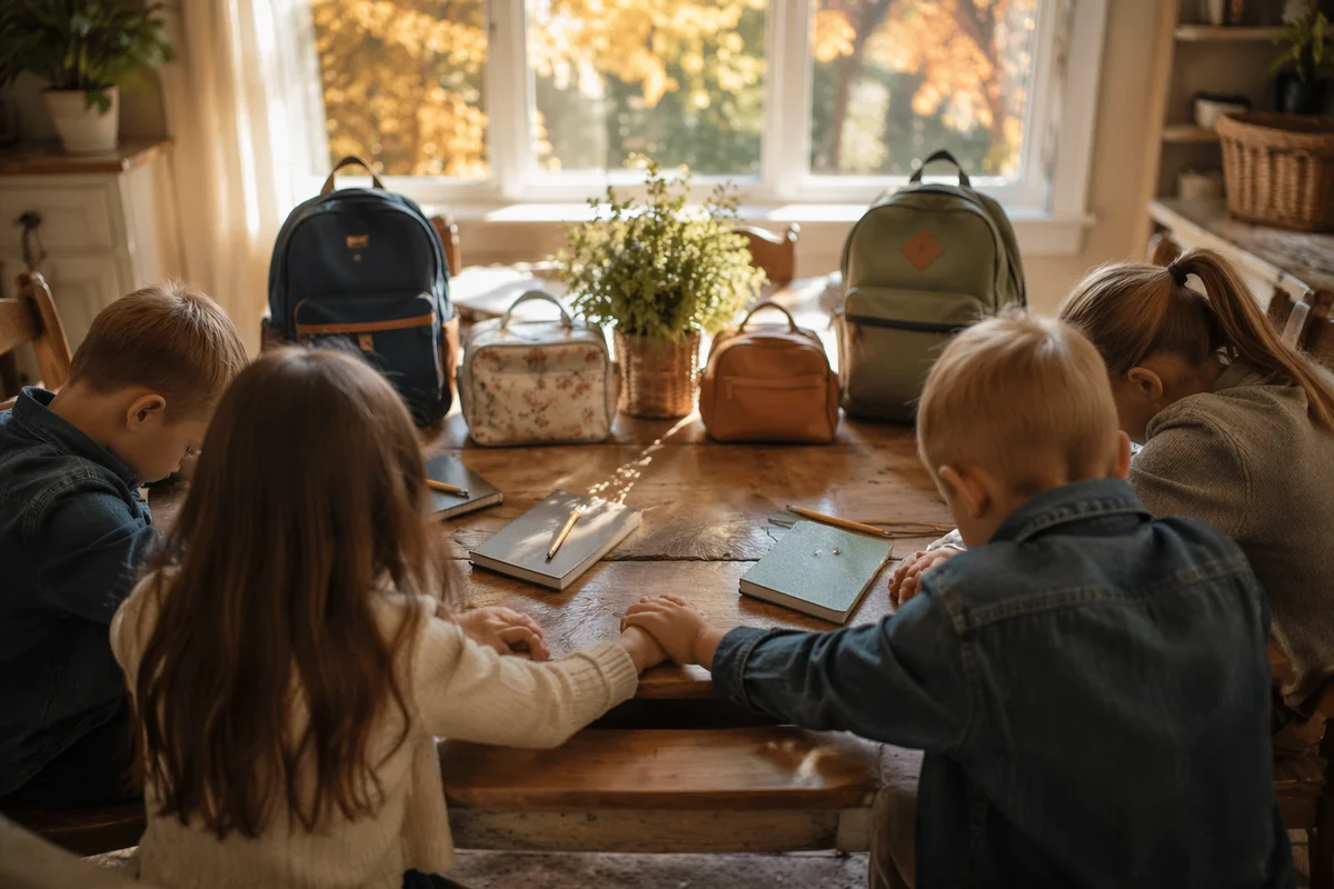 Children Praying Before the First School Day