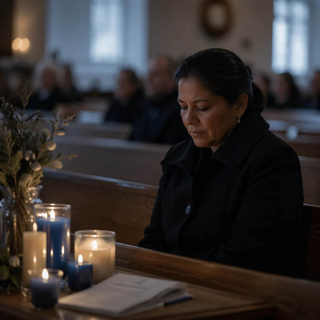 Blue and Ivory Candles in Sanctuary