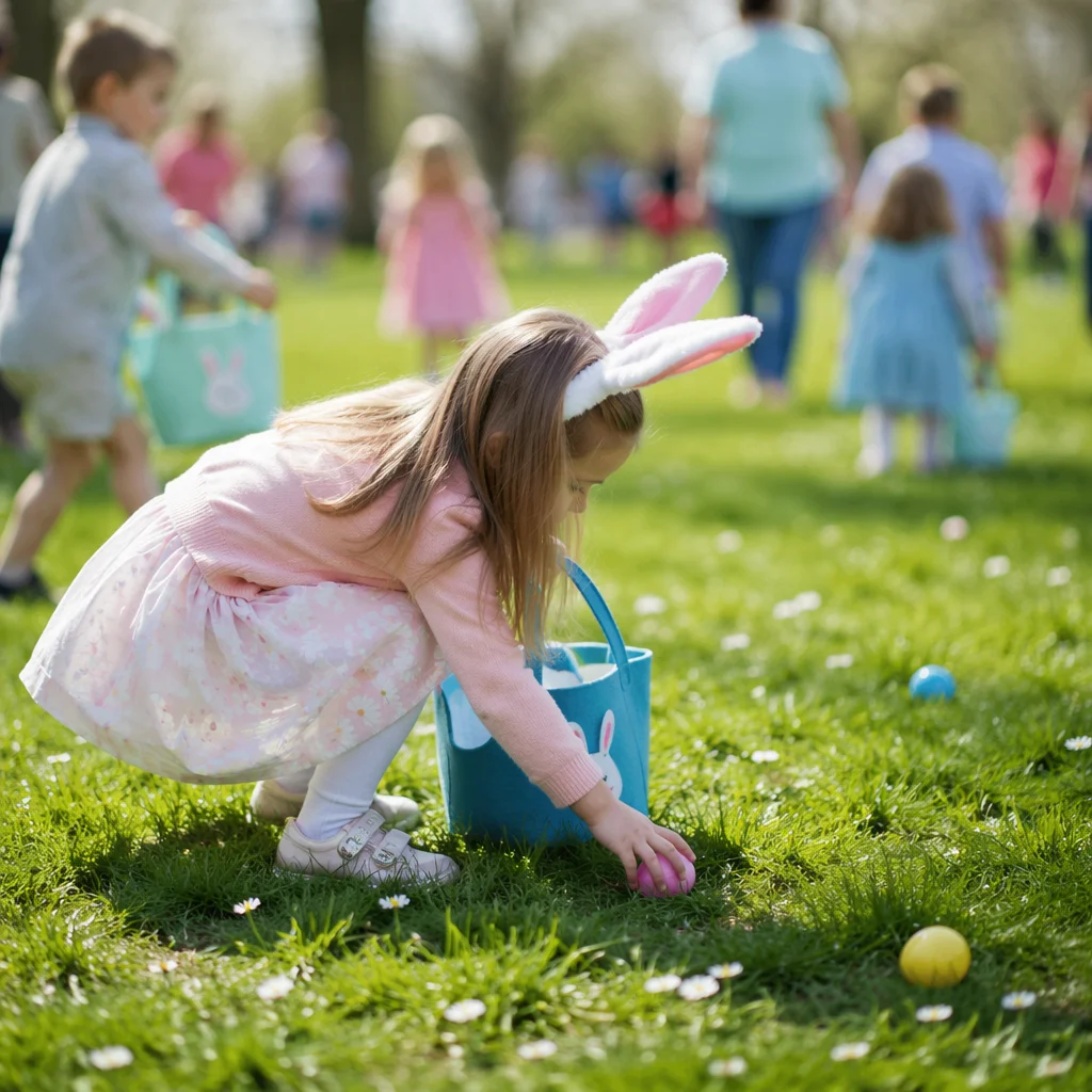 Sunny Children Easter Egg Hunt Lawn
