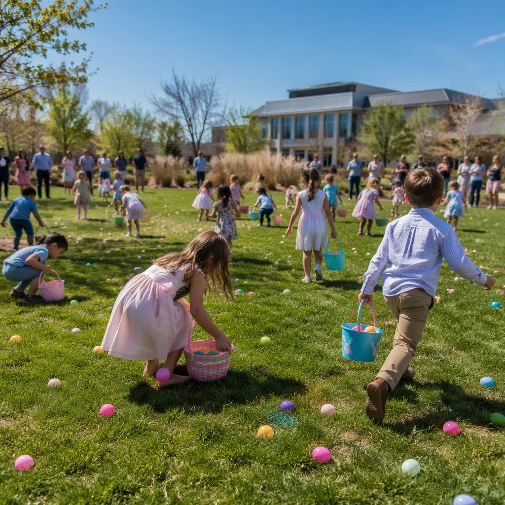 Sunny Children Easter Egg Hunt Lawn