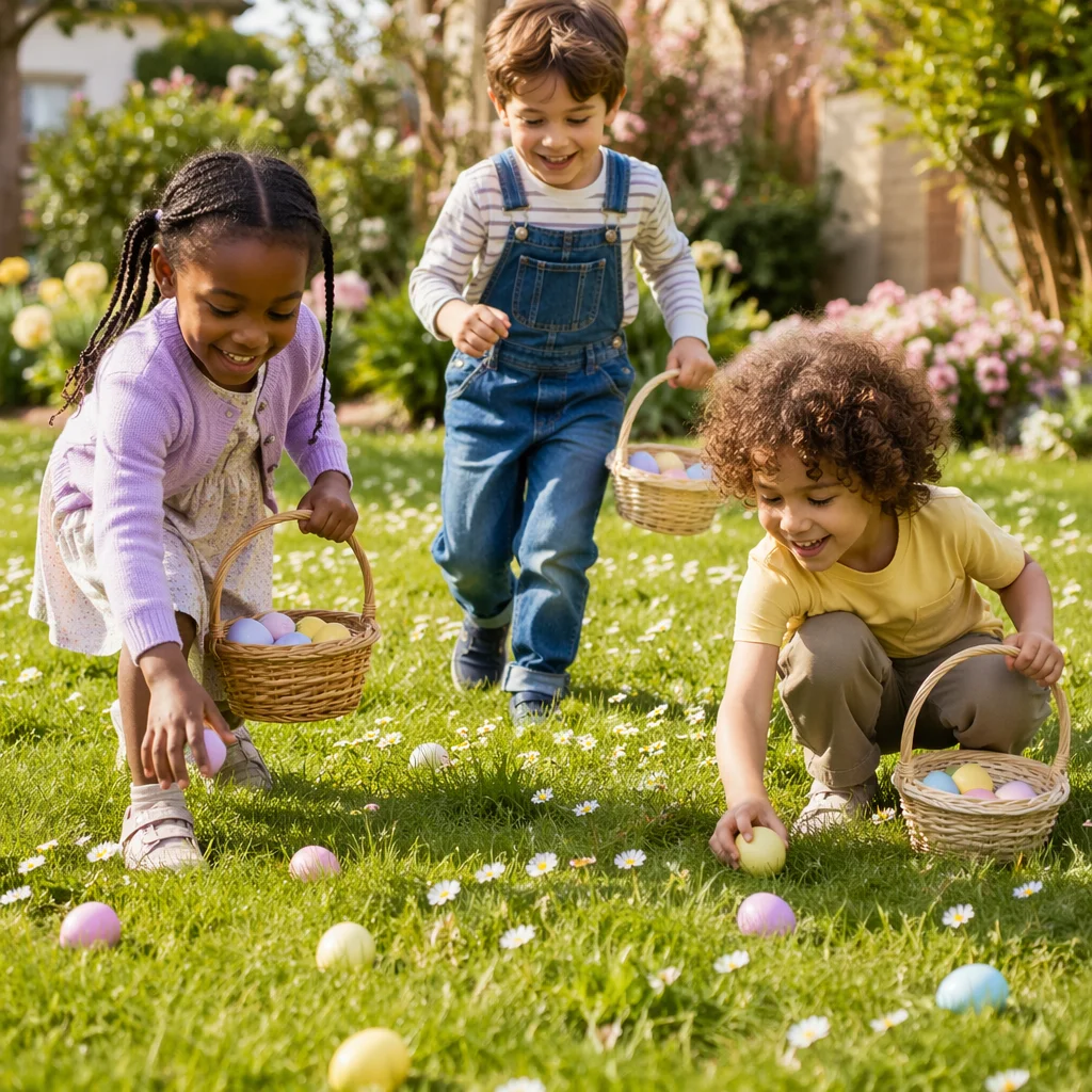 Joyful Children Easter Egg Hunt Lawn