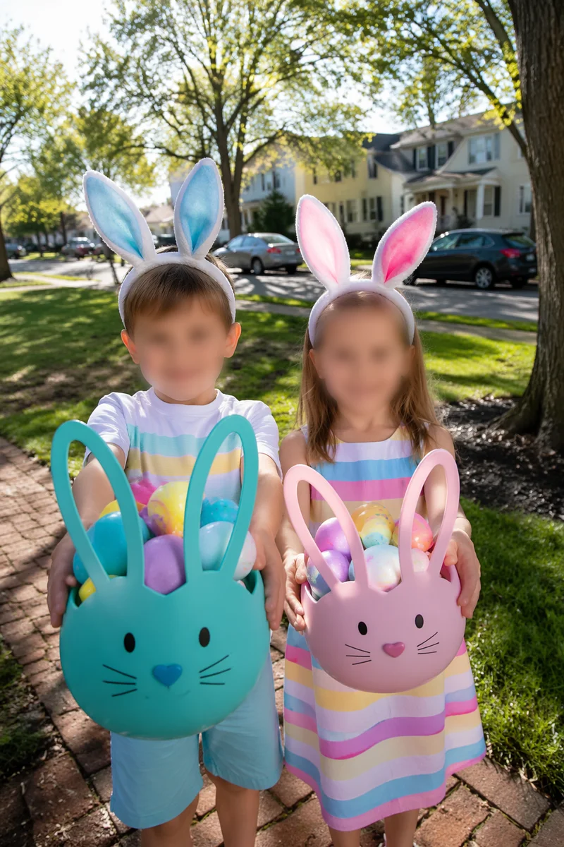 Sunny Children Easter Egg Hunt Outdoors