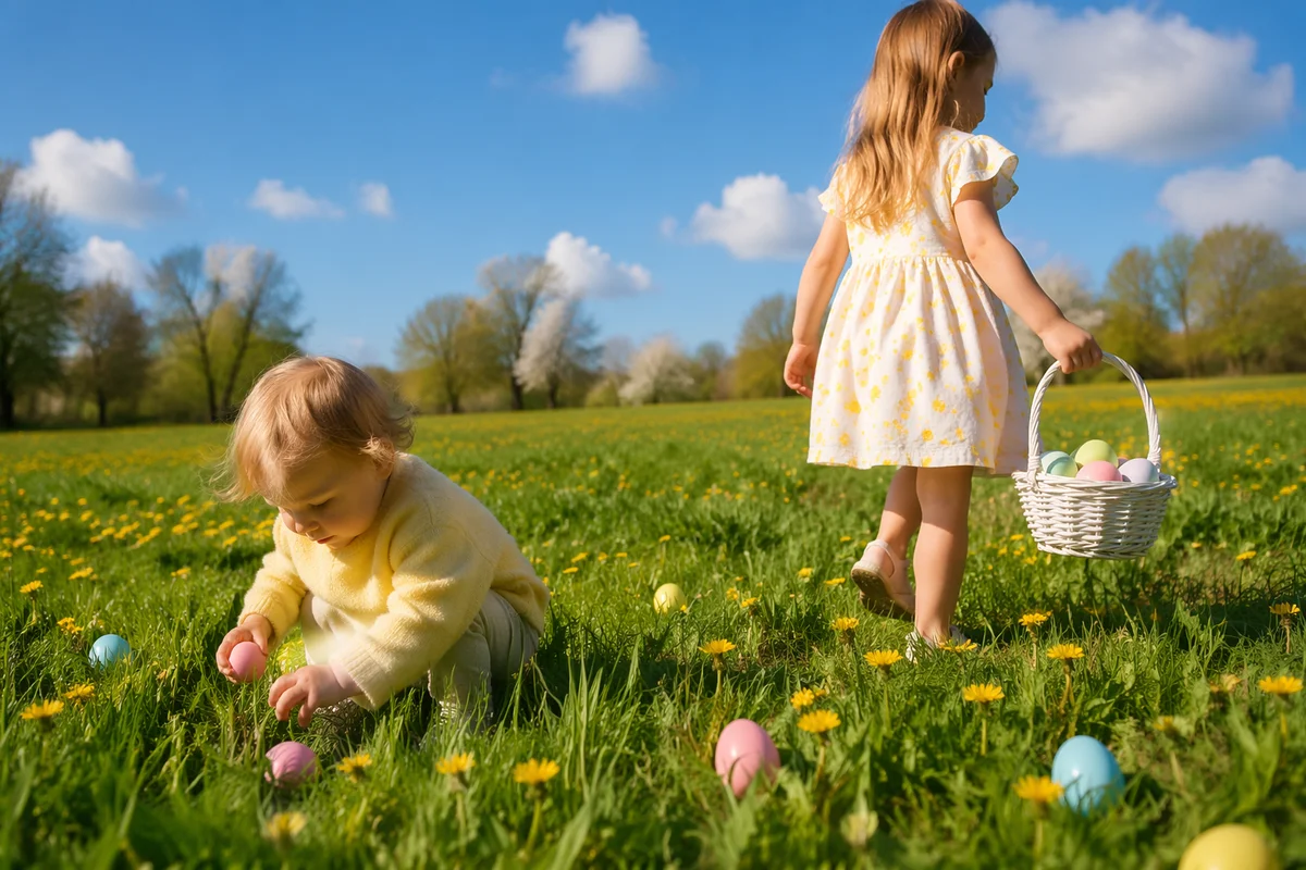Sunny Children Easter Egg Hunt Meadow