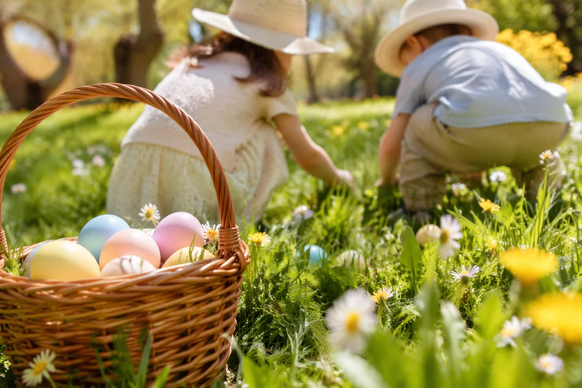 Sunny Children Easter Egg Hunt Lawn