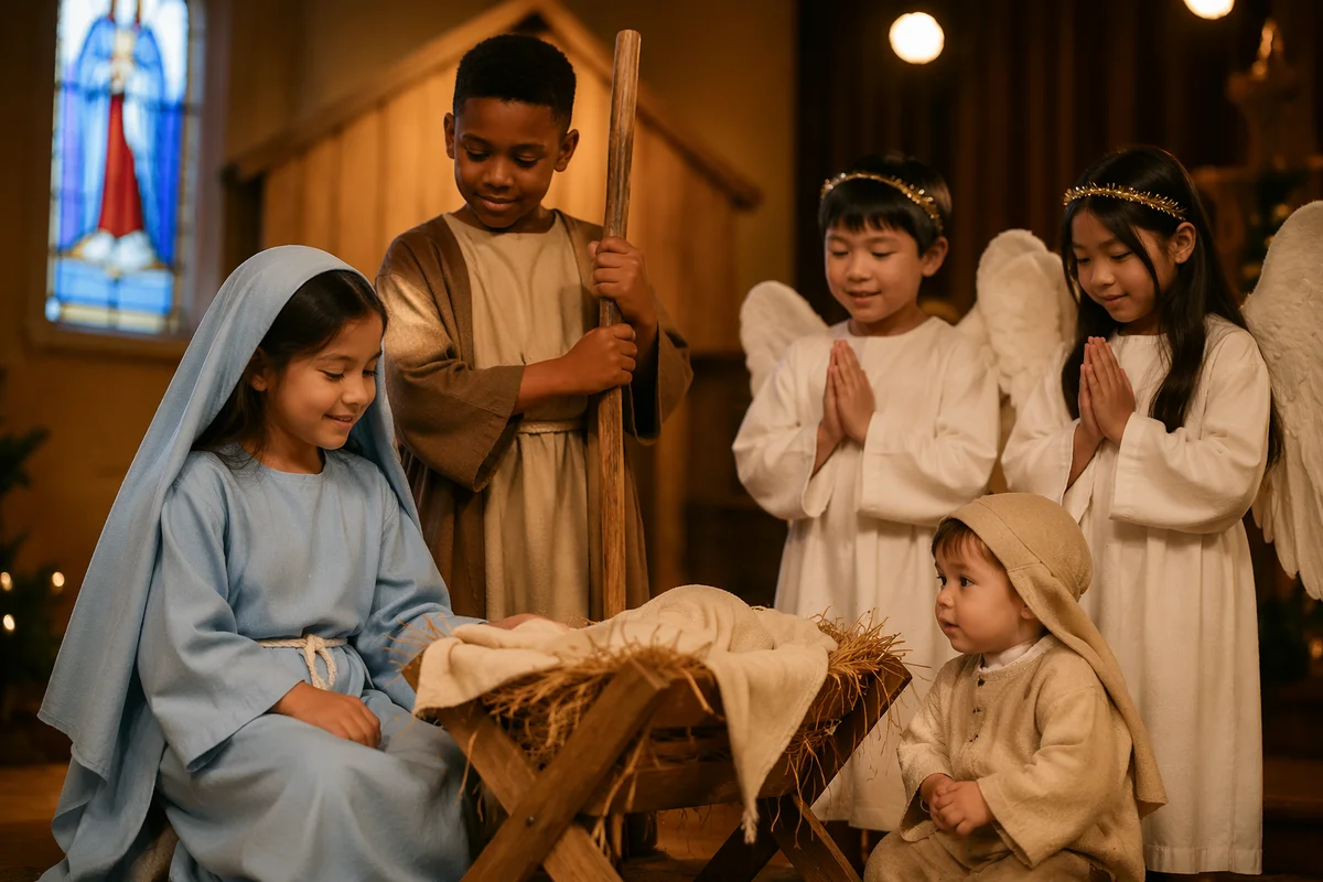 Children Nativity Play on Church Stage