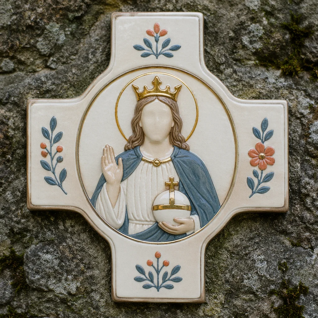 Christ the King Sunday Crowned Cross Plaque