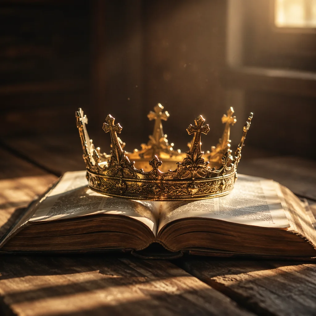 Antique Gold Crown on Sacred Book