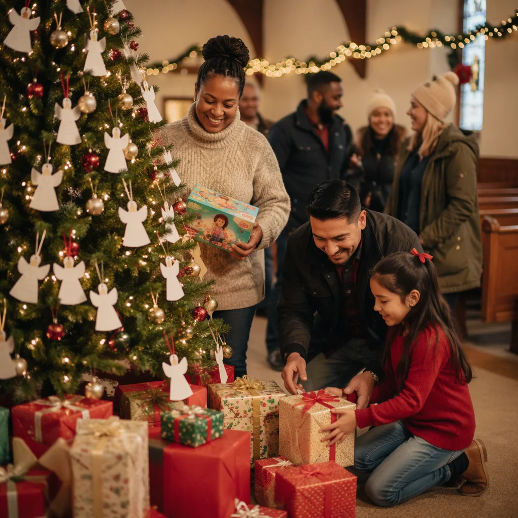 Christmas Angel Tree with Gifts