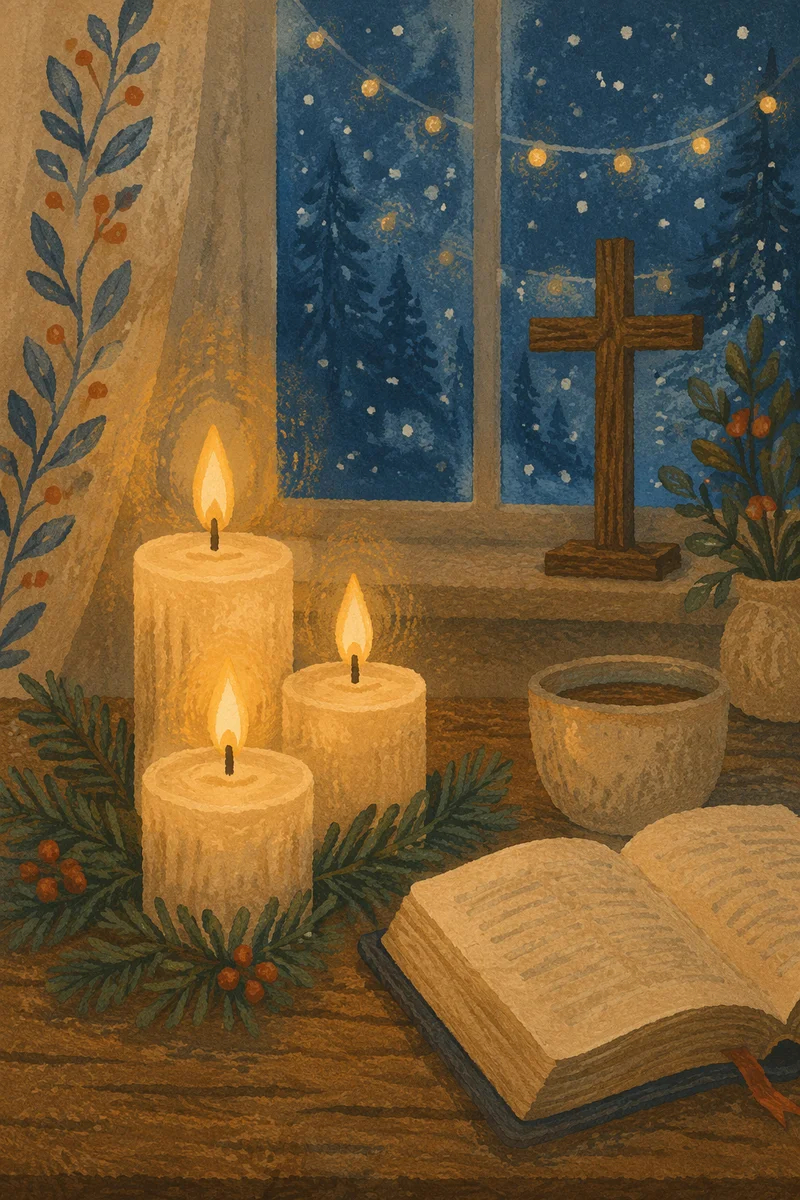 Warm Christmas Candle Prayer Corner