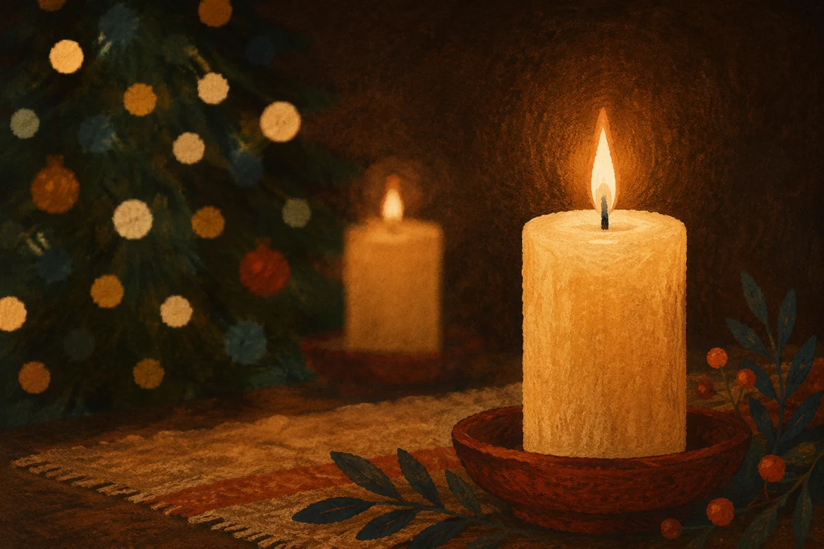 Warm Christmas Candles with Holiday Bokeh