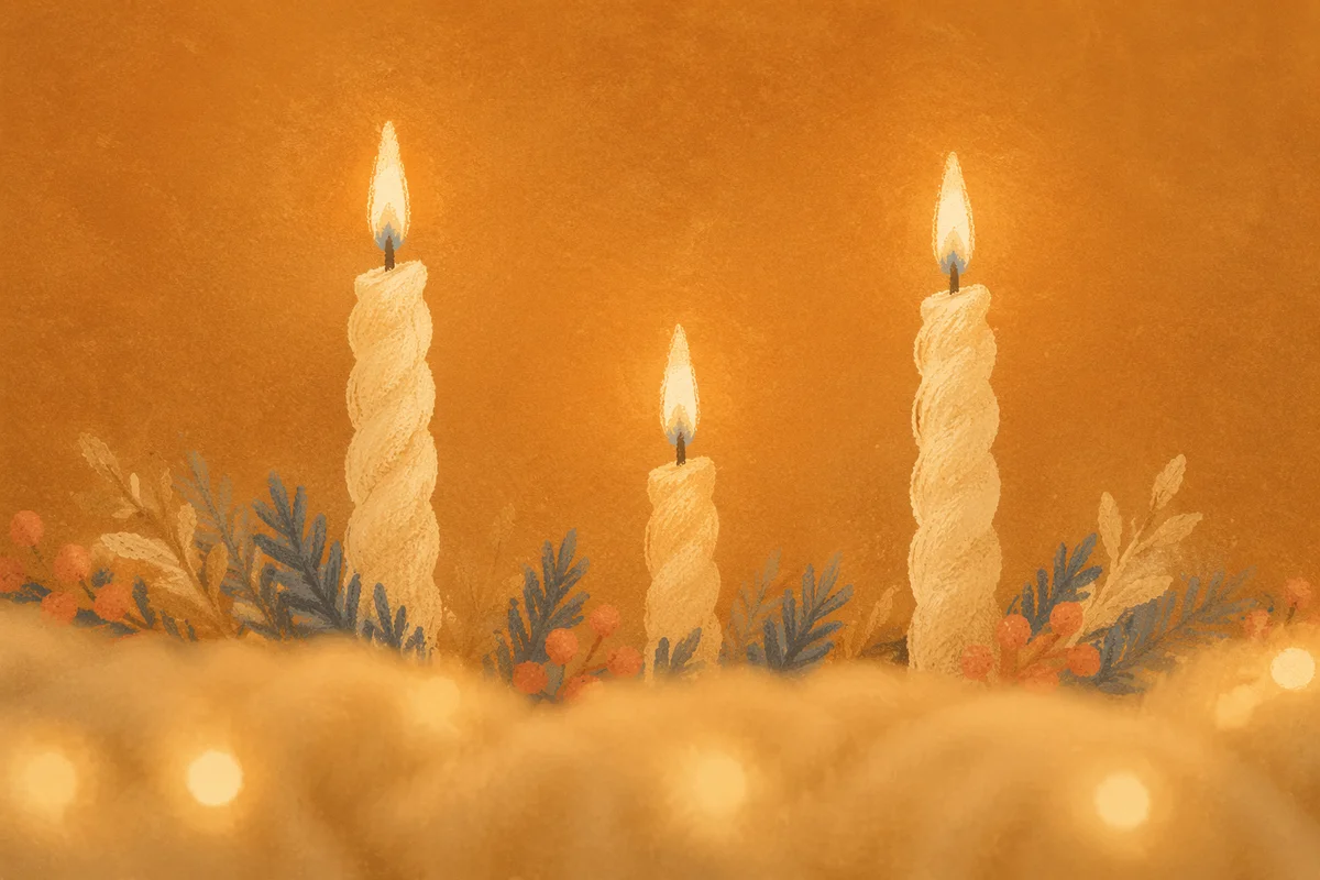 Warm Christmas Candles with Golden Bokeh