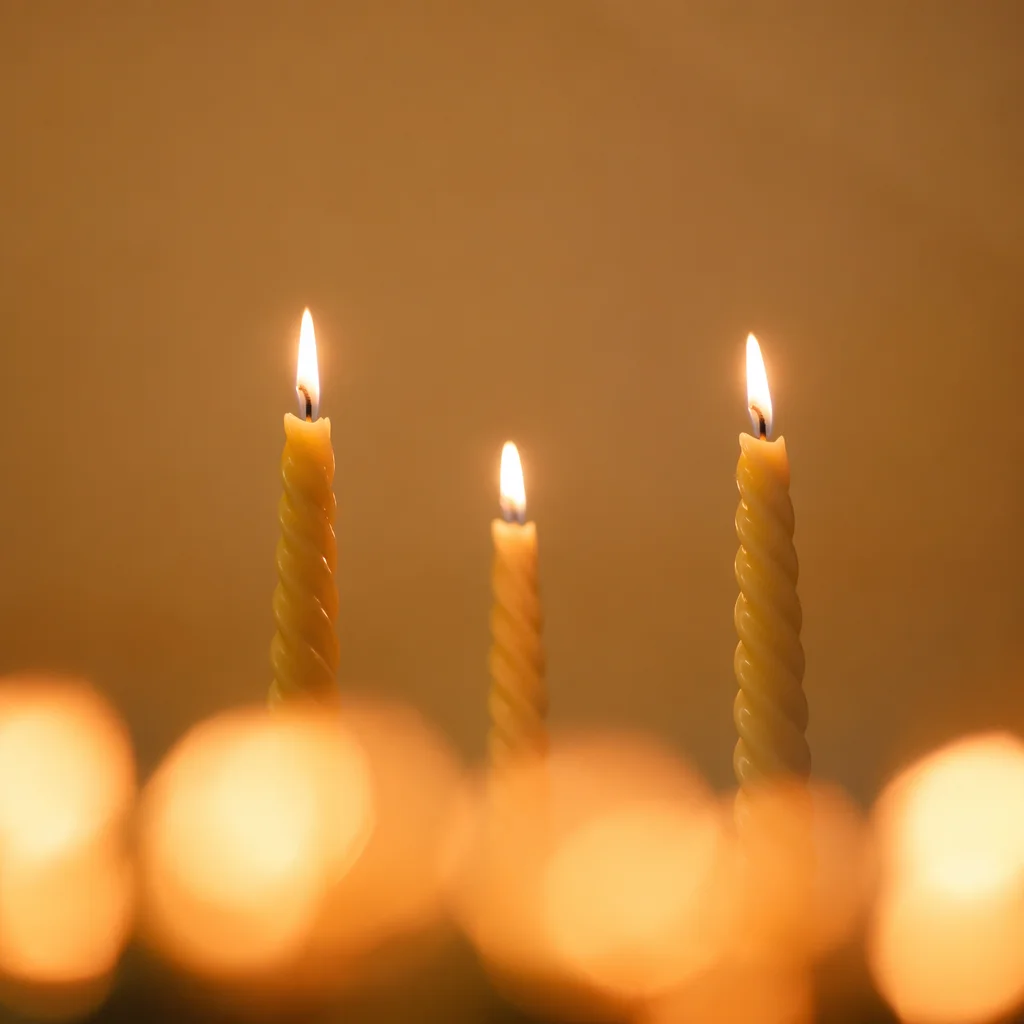 Warm Christmas Candles with Golden Bokeh
