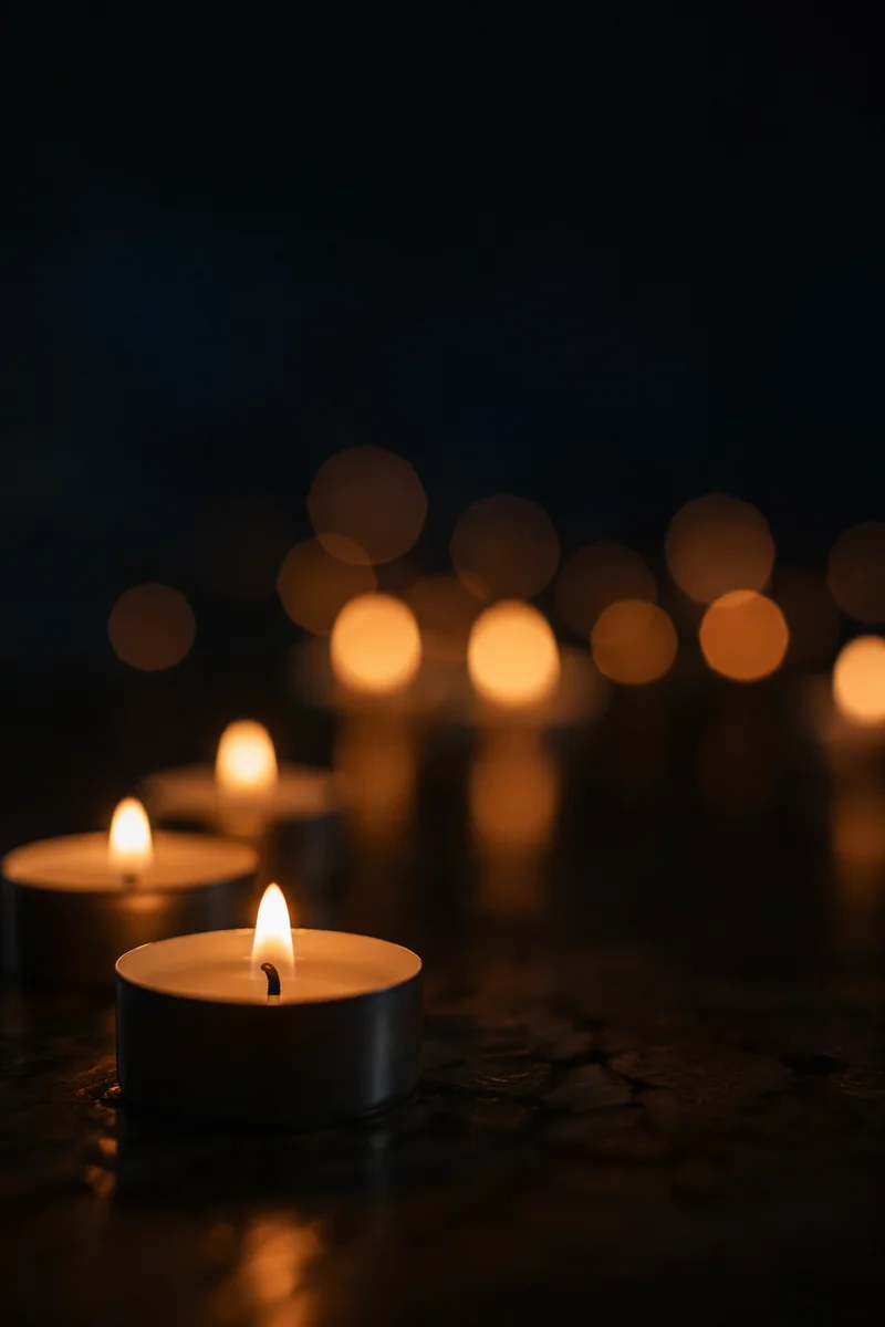 Warm Christmas Tealight Candles with Bokeh