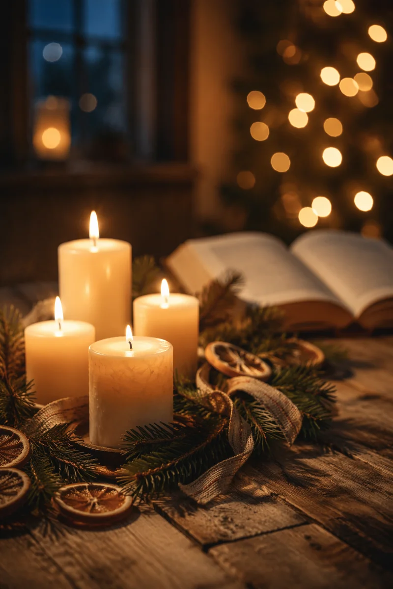Warm Christmas Candles in Prayer Corner