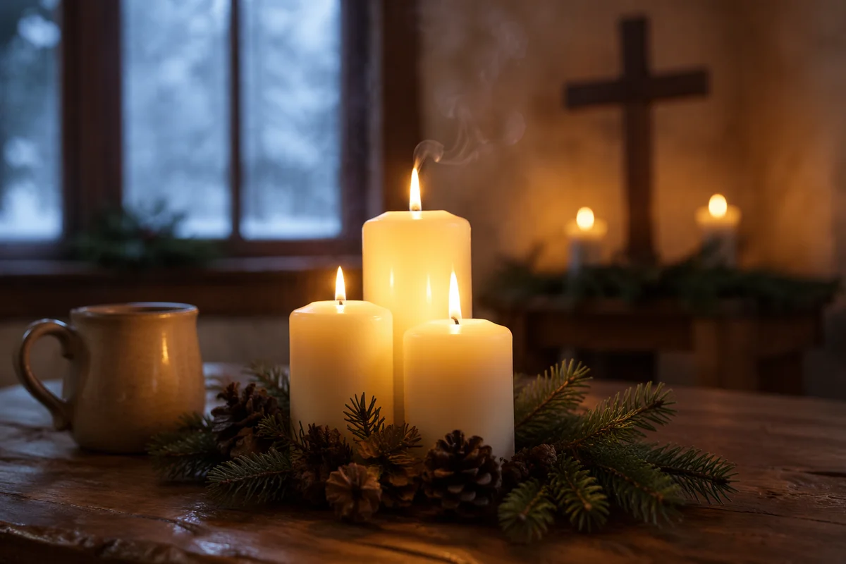 Warm Christmas Candles in Chapel Bokeh