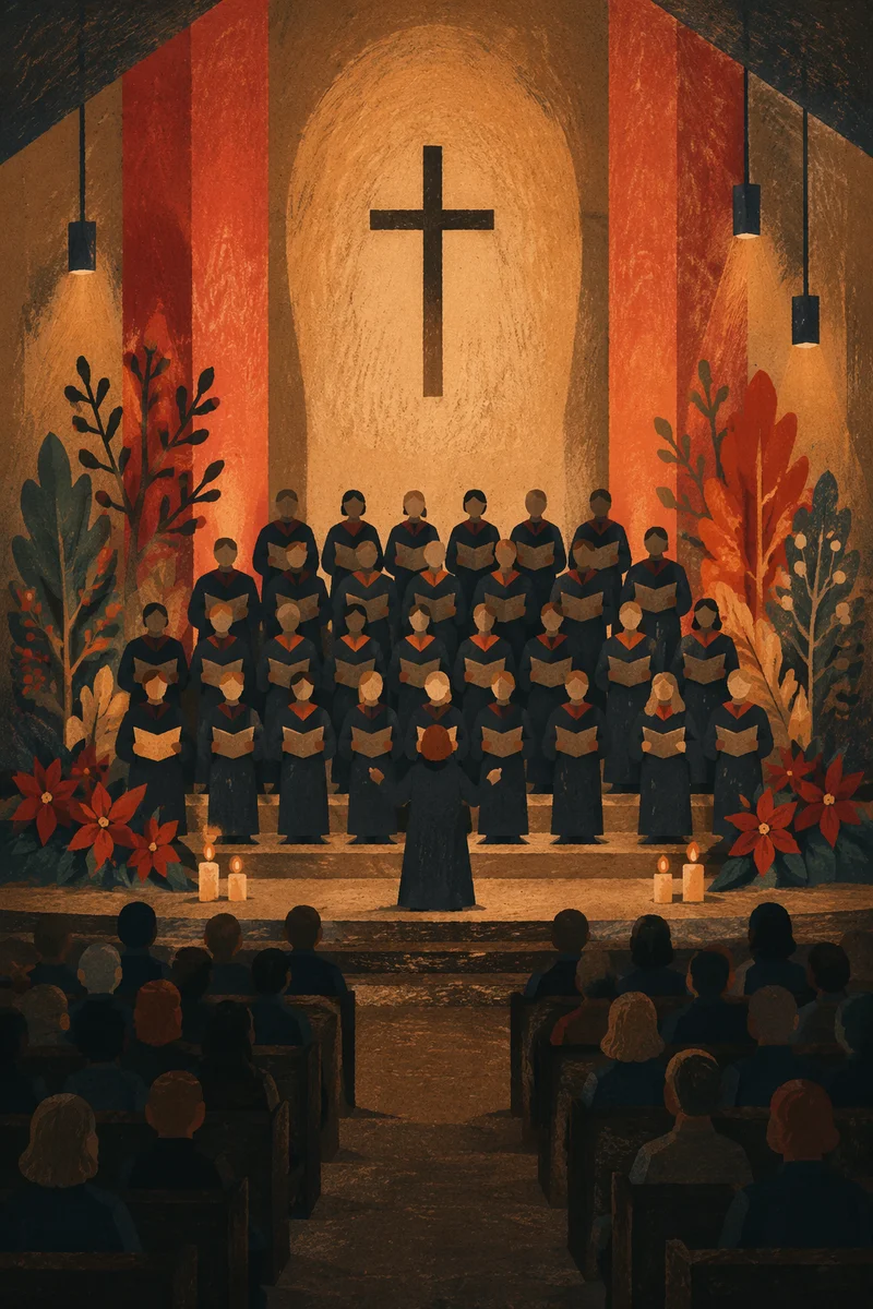Christmas Choir Cantata in Church Sanctuary