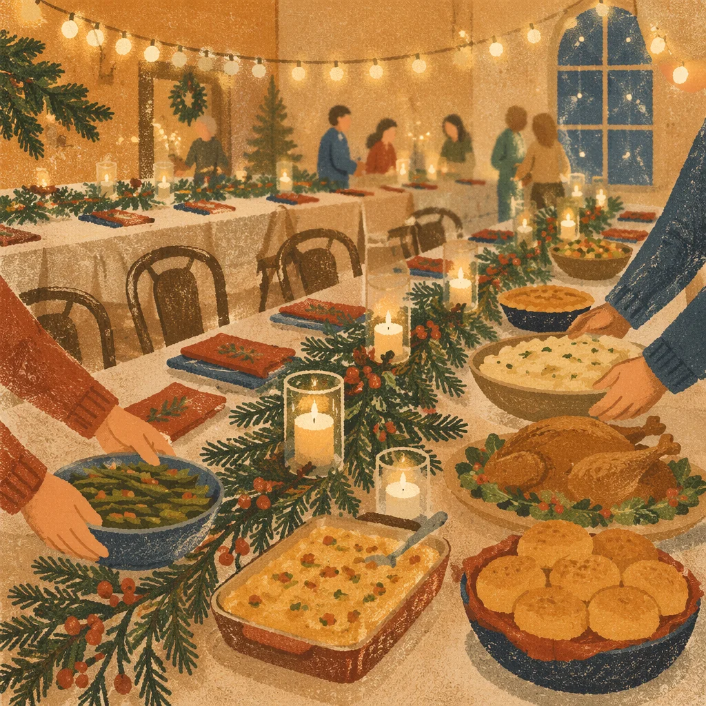 Cozy Christmas Dinner Church Fellowship Hall
