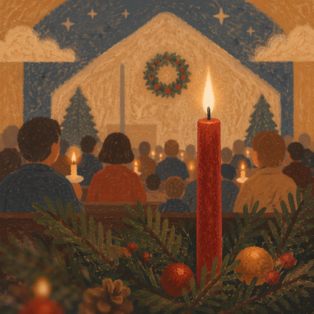 Christmas Eve Candlelight Service Red Candle