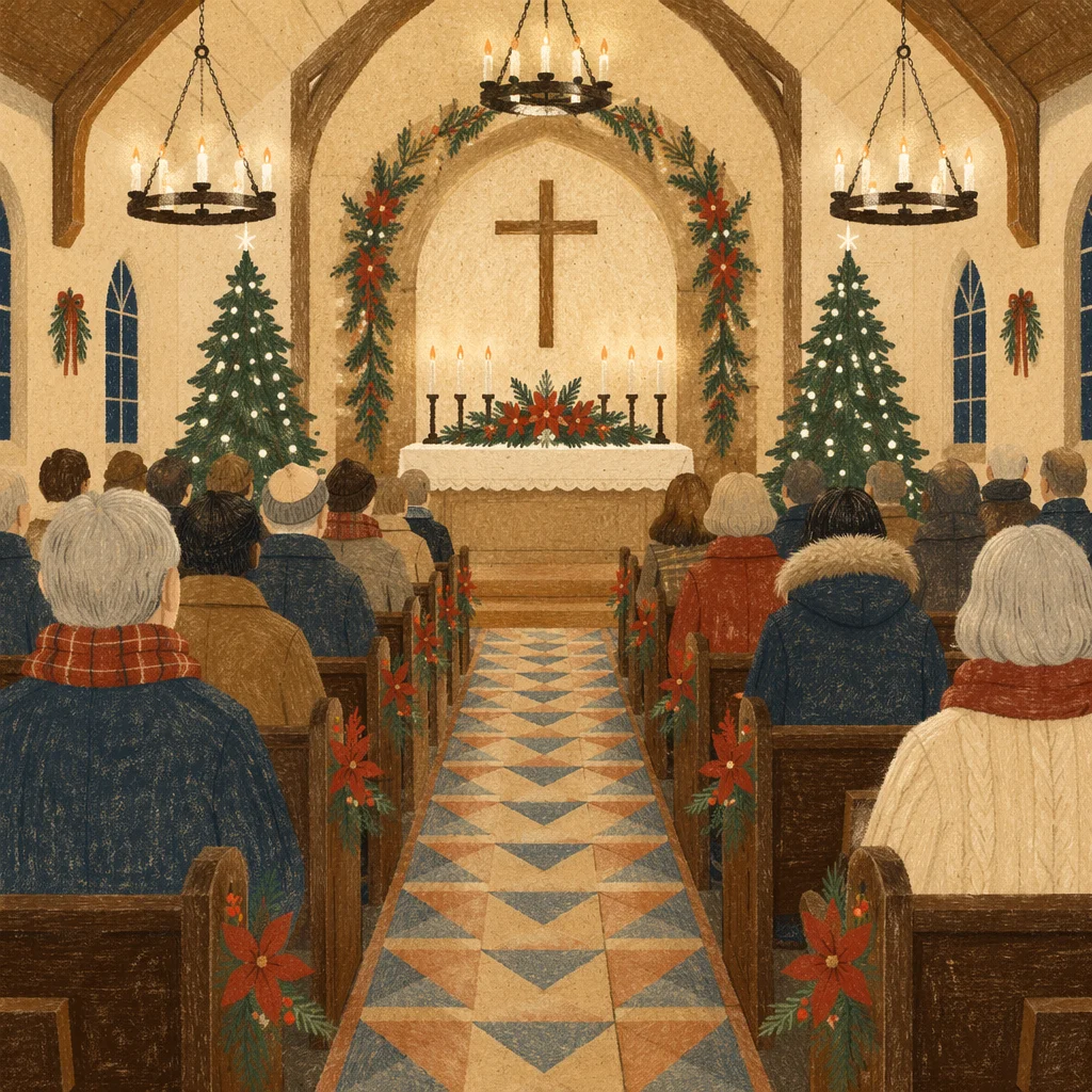 Christmas Eve Candlelight Church Congregation