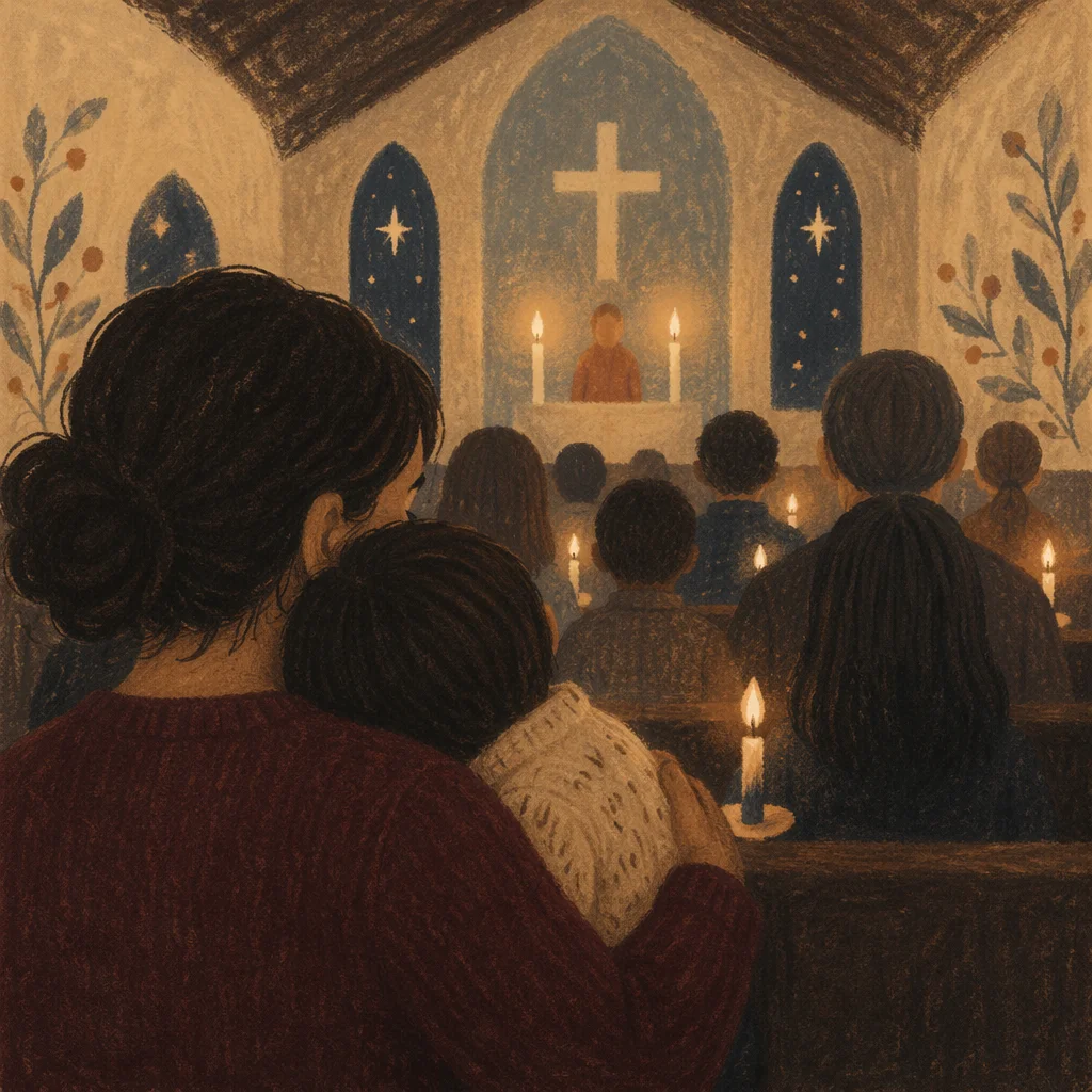 Candlelit Congregation in Modest Chapel
