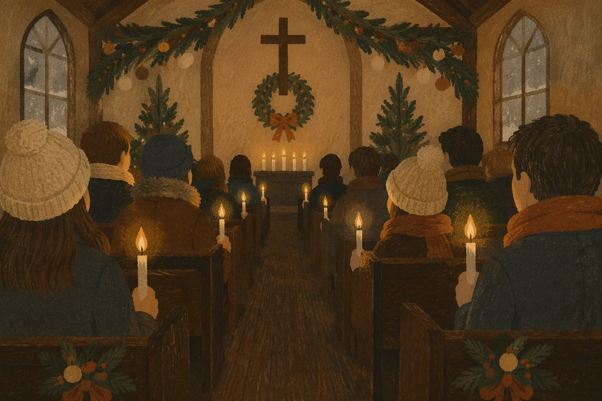 Christmas Eve Candlelight Service in Wooden Chapel